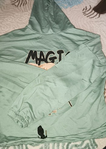 Gri Kapüşonlu Peluş Detaylı Hamile Sweatshirt - Görsel 3