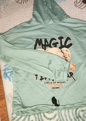 Gri Kapüşonlu Peluş Detaylı Hamile Sweatshirt - Görsel 2