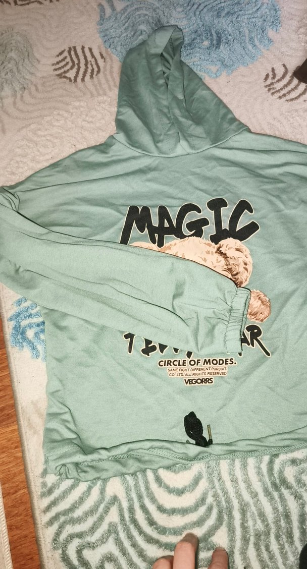 Gri Kapüşonlu Peluş Detaylı Hamile Sweatshirt - Görsel 2