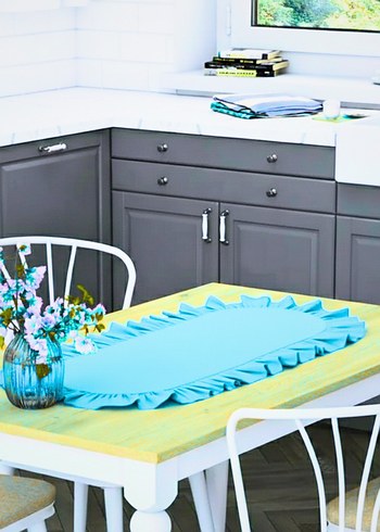 Kırmızı Nakışlı Modern Klasik Masa Örtüsü - Görsel 2