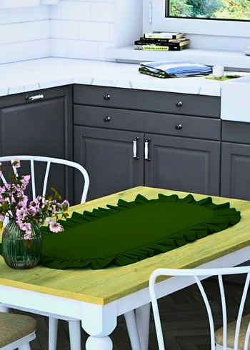 Kırmızı Nakışlı Modern Klasik Masa Örtüsü - Görsel 4