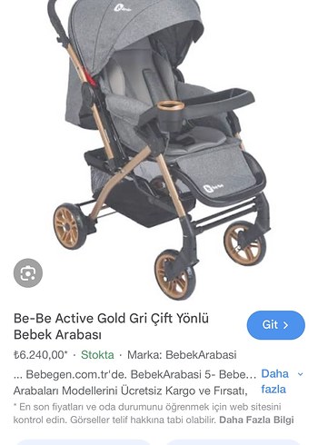 Be-Be Active Gold Gri Çift Yönlü Bebek Arabası
