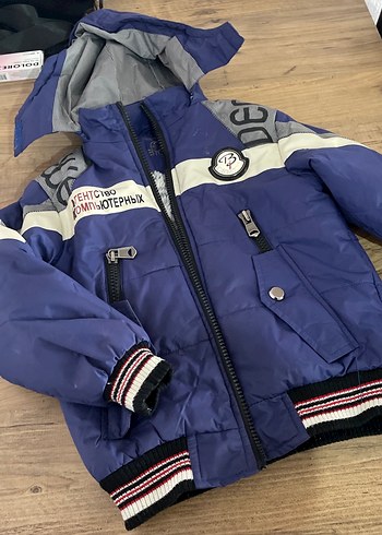 Mavi Baskılı Fermuarlı Erkek Çocuk Mont - Görsel 2