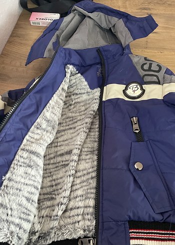 Mavi Baskılı Fermuarlı Erkek Çocuk Mont - Görsel 3