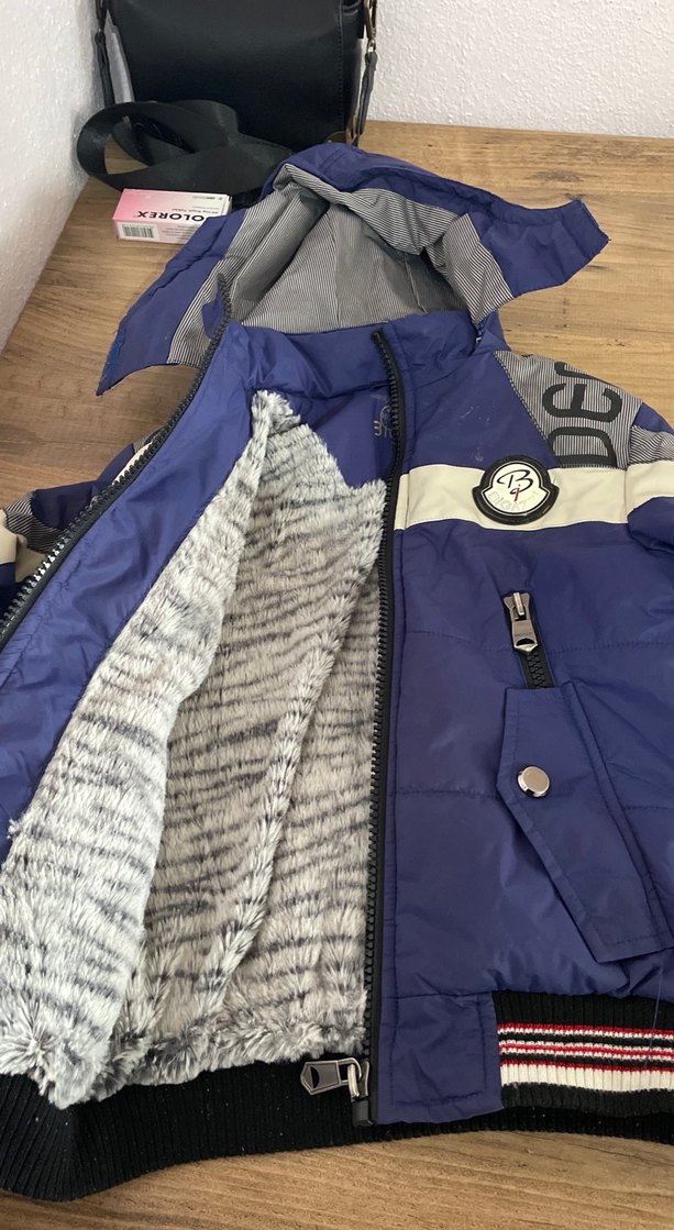 Mavi Baskılı Fermuarlı Erkek Çocuk Mont - Görsel 3