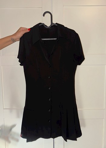 Zara polo yaka kisa kollu etek ucu pilili elbise