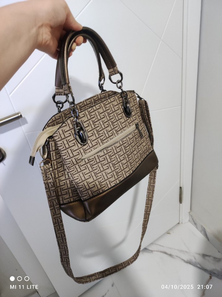 Bej Desenli Deri Kadın Çanta - Görsel 4