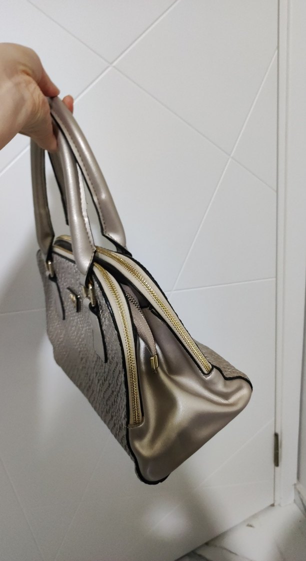 Gri Deri Kadın Çanta - Modern Klasik - Görsel 4