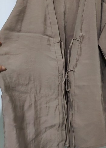 l Beden Bej Keten Midi Kimono