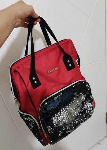 Renkli Baskılı Kırmızı Bebek Çantası