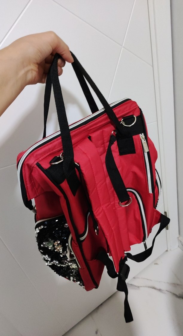 Renkli Baskılı Kırmızı Bebek Çantası - Görsel 3