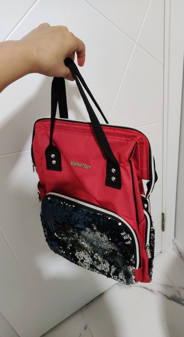 Renkli Baskılı Kırmızı Bebek Çantası - Görsel 2