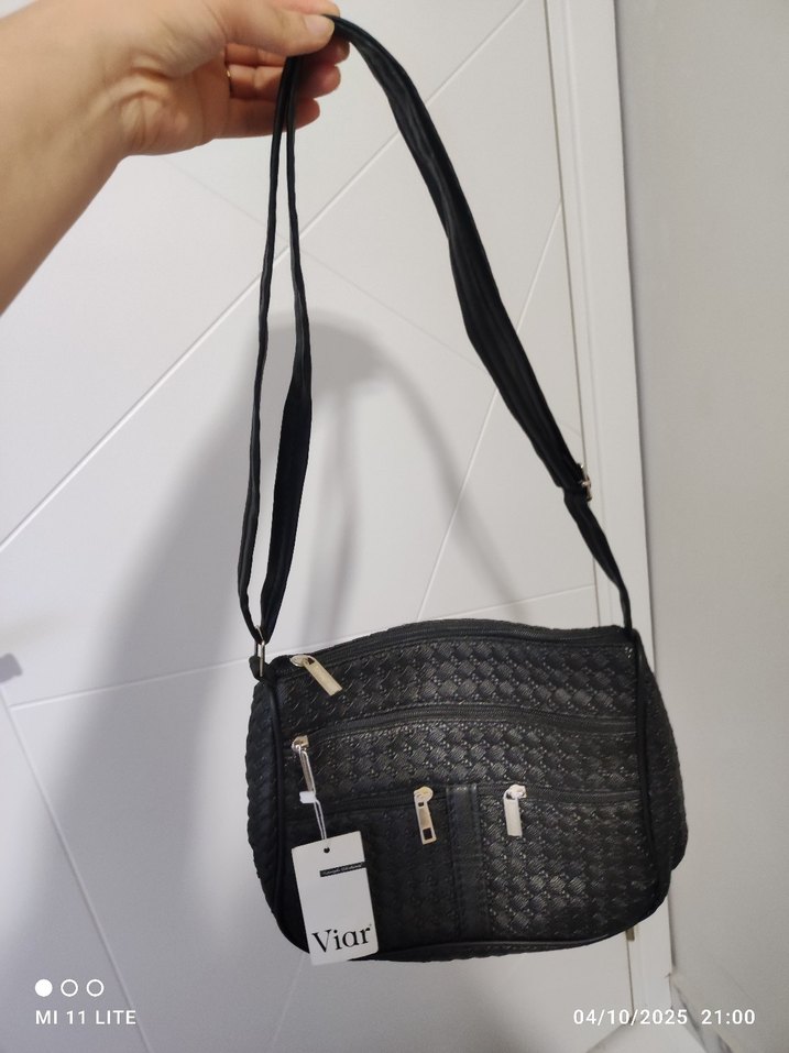 Siyah Yılan Desenli Deri Kadın Omuz Çantası - Görsel 2