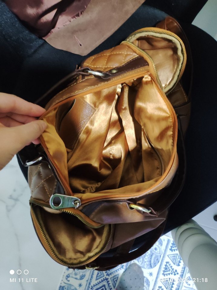 Kahverengi Deri Kadın El Çantası - Görsel 5