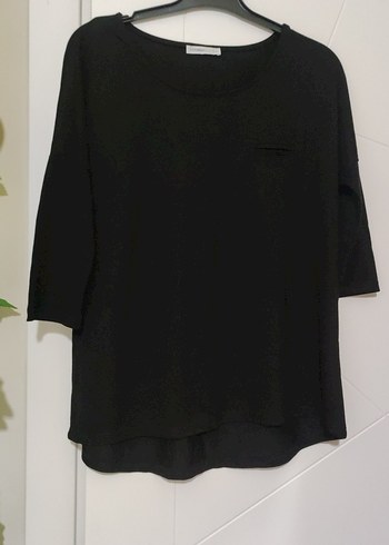 Siyah Kadın yarım Kollu penye Bluz - Görsel 6