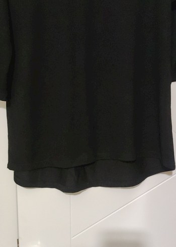 Siyah Kadın yarım Kollu penye Bluz - Görsel 5