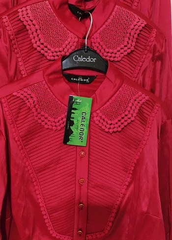 4 adet Bordo Düğmeli Vintage Kadın Gömlek - Görsel 2