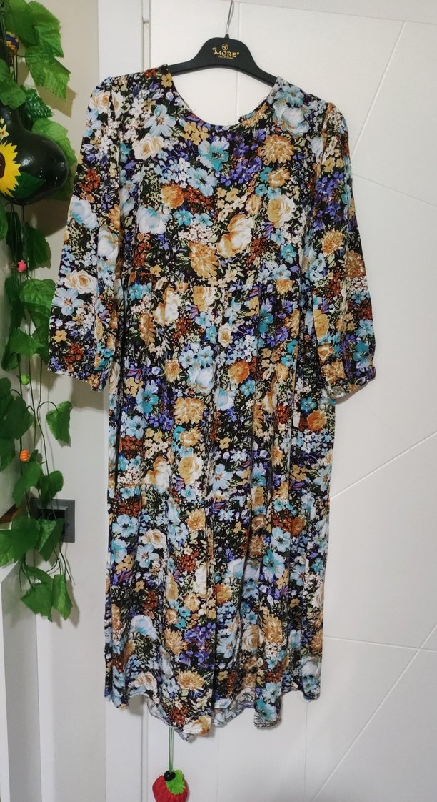 Uzun Bohem Çiçek Desenli Kadın Elbise - Görsel 2