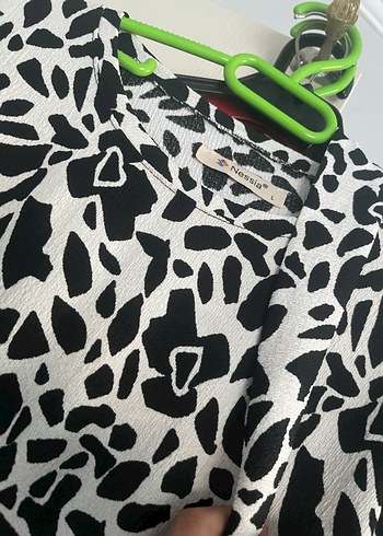 l Beden siyah Renk Zebra Desenli Uzun Hamile Bluzu
