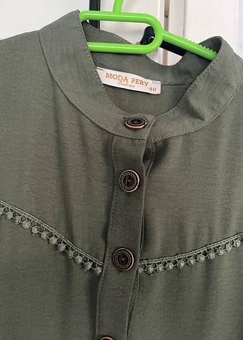 xl Beden Nakış Detaylı Bohem Haki Hamile Bluzu