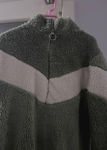 l Beden gri Renk Gri Uzun Kollu Kadın Peluş Ceket