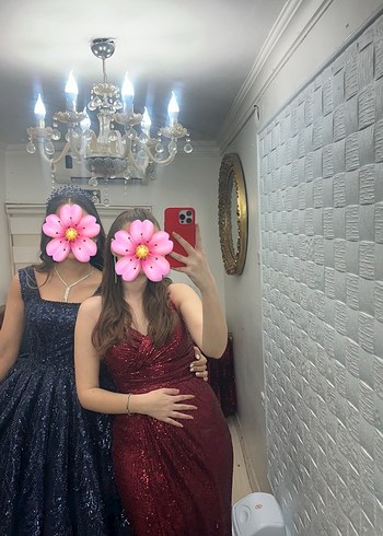 Koyu Kırmızı Payetli Elbise - Görsel 2