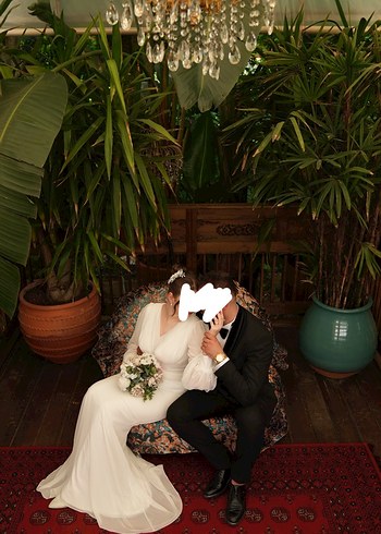 Uzun Kollu V Yaka Beyaz Düz Elbise - Görsel 4