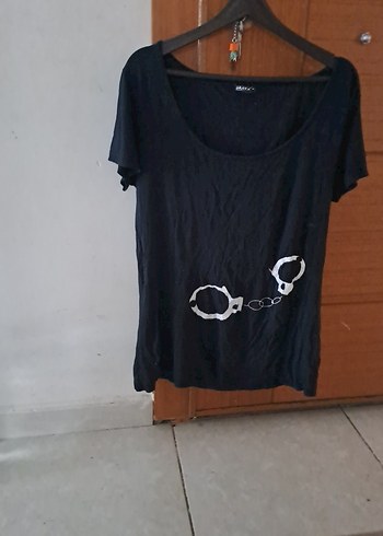 Koton sorunsuz Siyah Baskılı Kadın Kısa Kollu Tişört