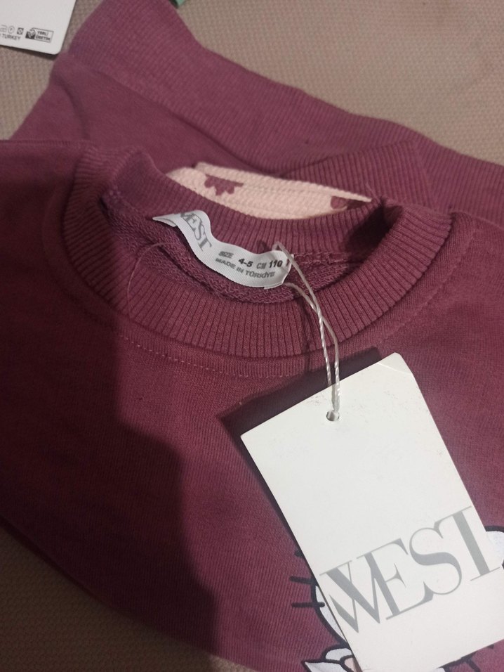 Mor Bağlama Desenli Kız Sweatshirt - Görsel 2