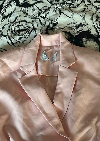 Zara Düğmeli Pembe Uzun Kadın Blazer Ceket