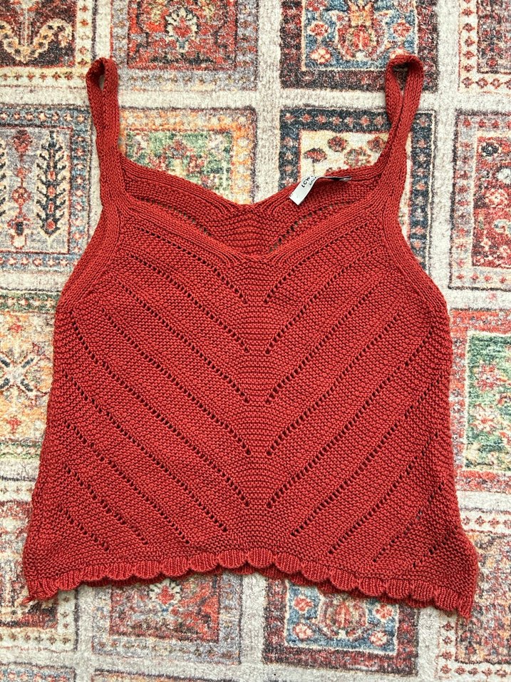 Bordo V Yaka Örgü Bohem Kadın Süveter - Görsel 2