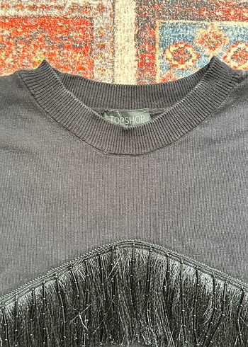 Siyah Püsküllü Bohem Kadın Sweatshirt - Görsel 3