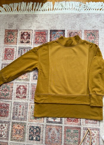 Sarı Yüksek Yaka Uzun Kollu Sweatshirt - Görsel 3