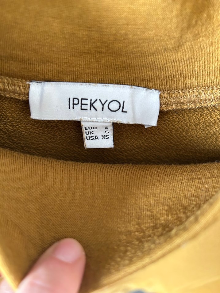 Sarı Yüksek Yaka Uzun Kollu Sweatshirt - Görsel 2