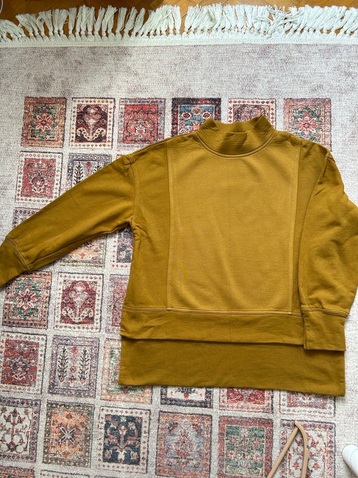 Sarı Yüksek Yaka Uzun Kollu Sweatshirt - Görsel 3