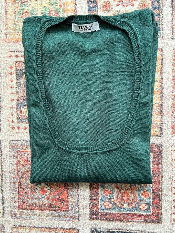 Yeşil Kolsuz Bohem süveter - Görsel 2