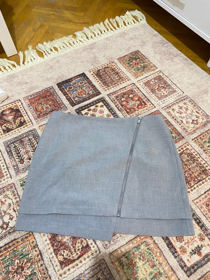 Gri Midi Hamile Eteği Fermuarlı - Görsel 4