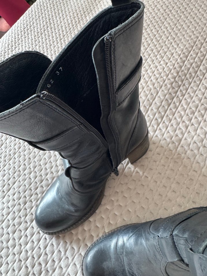 Siyah Deri Tokalı Biker Bot greyder - Görsel 3