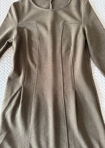 Uzun Kollu Kahverengi Kadın Elbise - Görsel 2