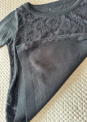 Siyah Kadın Kısa Kollu Triko Bluz - Görsel 3