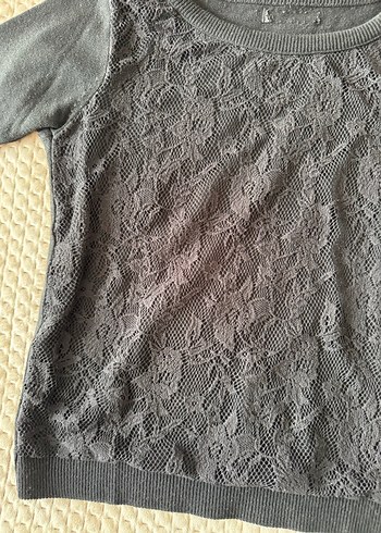 Siyah Kadın Kısa Kollu Triko Bluz - Görsel 2