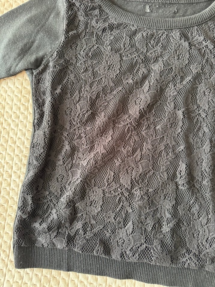 Siyah Kadın Kısa Kollu Triko Bluz - Görsel 2