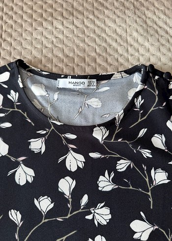 Desenli Siyah Hamile Tunik, Uzun Kollu, Rahat Kesim mango - Görsel 3