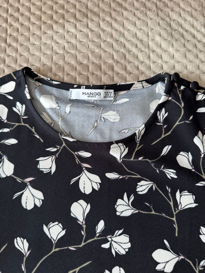 Desenli Siyah Hamile Tunik, Uzun Kollu, Rahat Kesim mango - Görsel 3