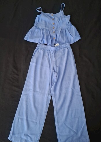 H&M Mavi Kız Çocuk Denim Tulum, Askılı, Düğmeli