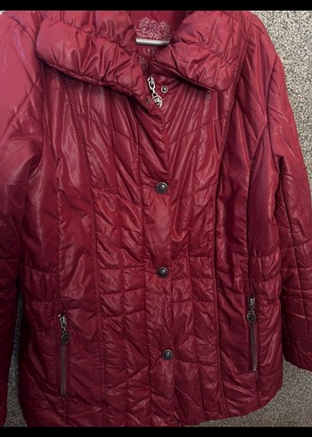 Bordo Düğmeli Kadın Midi Mont