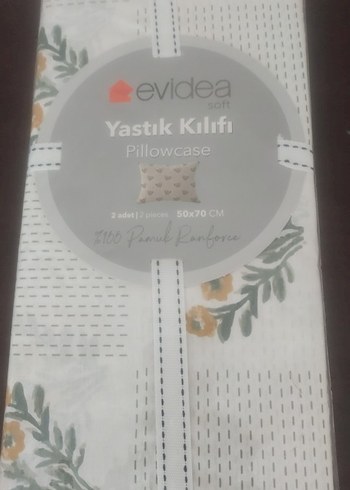 Çiçek Desenli Beyaz Gri yastık kılıfı - Görsel 2