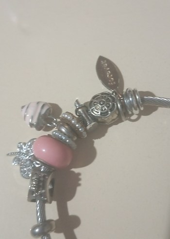 Beden pembe Renk Pembe Boncuklu Yılan Desenli Bohem Bileklik
