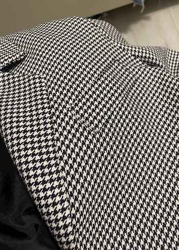 Düğmeli Gri Kareli Kadın Blazer Ceket - Görsel 2