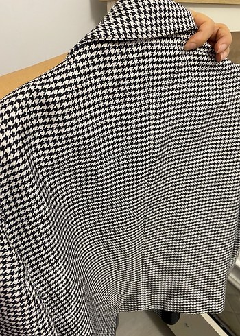 Düğmeli Gri Kareli Kadın Blazer Ceket - Görsel 3